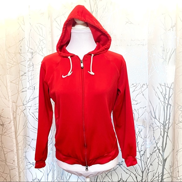 bright red zip up hoodie